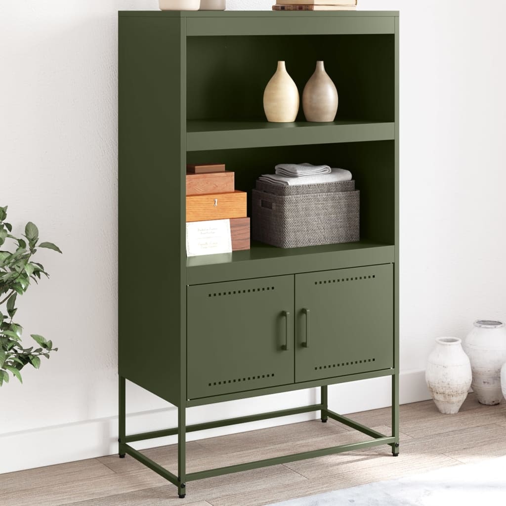 VidaXL Hoge kast 68,5x38,5x123,5 cm staal olijfgroen