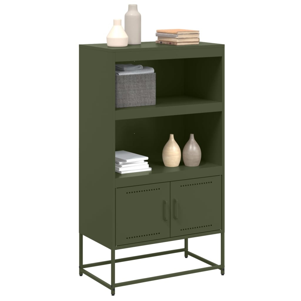 VidaXL Hoge kast 68,5x38,5x123,5 cm staal olijfgroen
