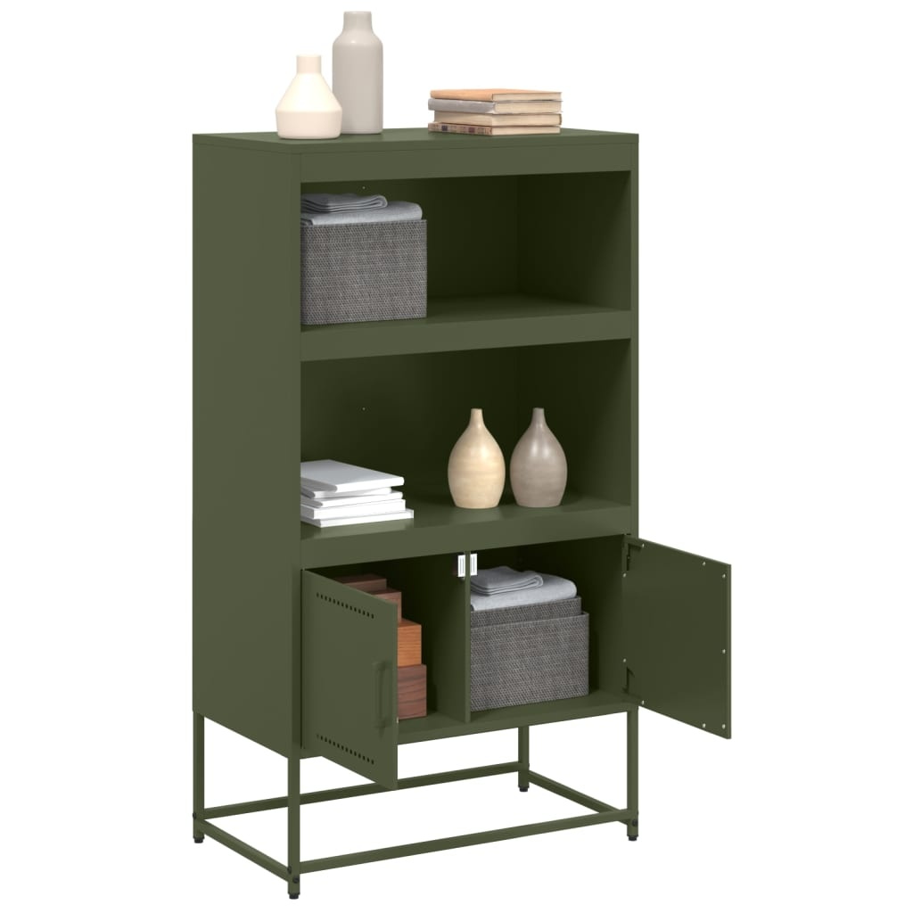 VidaXL Hoge kast 68,5x38,5x123,5 cm staal olijfgroen