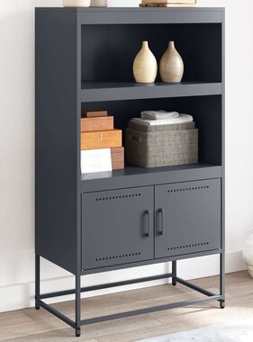 VidaXL Hoge kast 68,5x38,5x123,5 cm staal antracietkleurig