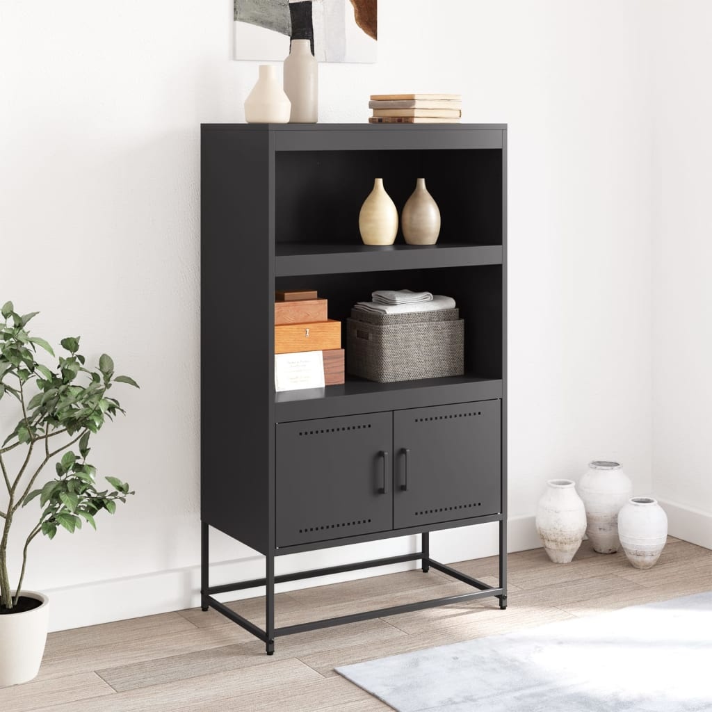VidaXL Hoge kast 68,5x38,5x123,5 cm staal zwart