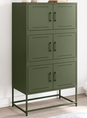 VidaXL Dressoir 68,5x38,5x123,5 cm staal olijfgroen