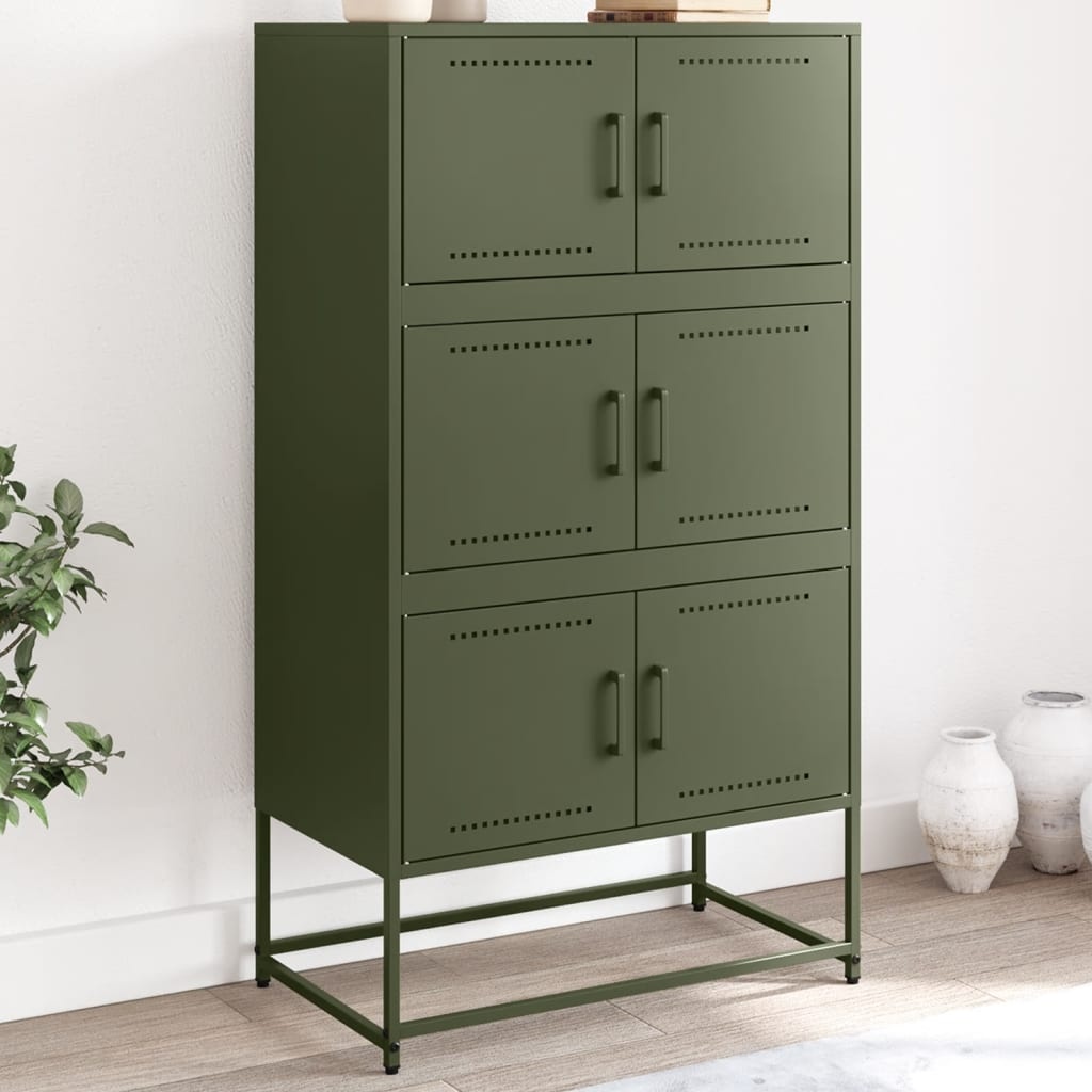 VidaXL Dressoir 68,5x38,5x123,5 cm staal olijfgroen