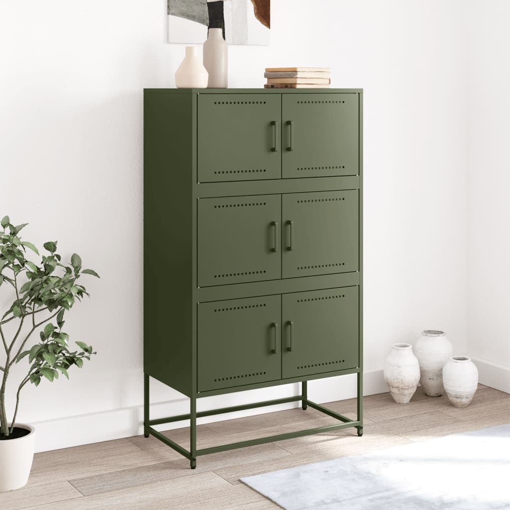 VidaXL Dressoir 68,5x38,5x123,5 cm staal olijfgroen