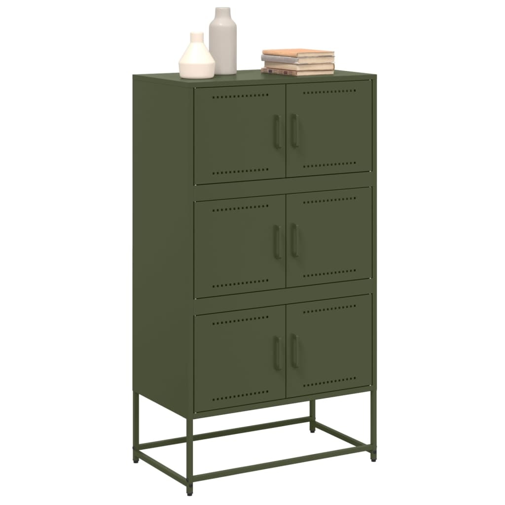 VidaXL Dressoir 68,5x38,5x123,5 cm staal olijfgroen