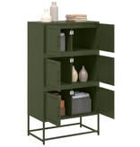 VidaXL Dressoir 68,5x38,5x123,5 cm staal olijfgroen