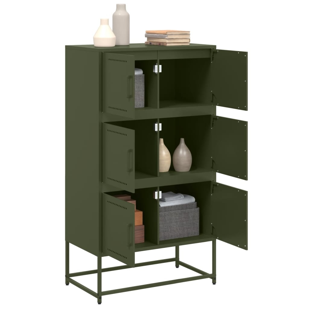 VidaXL Dressoir 68,5x38,5x123,5 cm staal olijfgroen