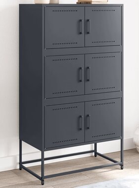 VidaXL Dressoir 68,5x38,5x123,5 cm staal antracietkleurig