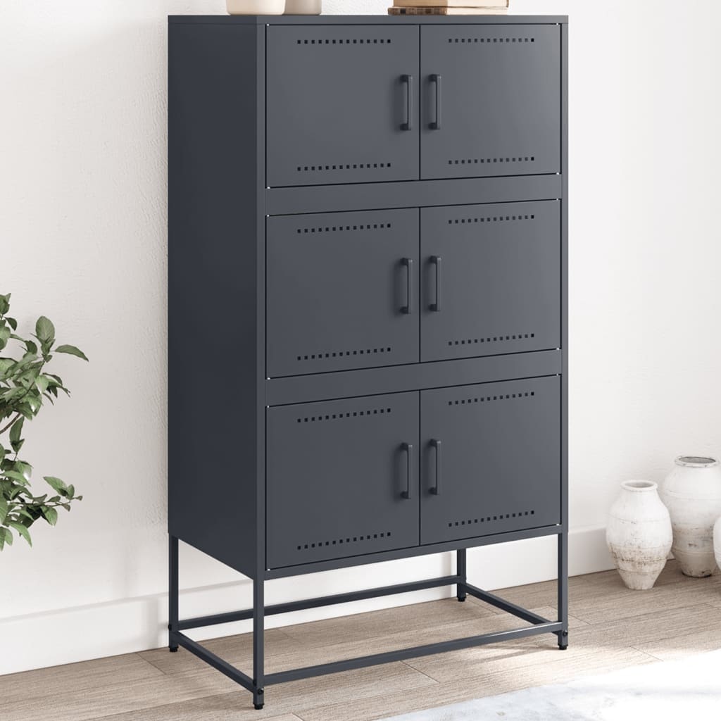 VidaXL Dressoir 68,5x38,5x123,5 cm staal antracietkleurig
