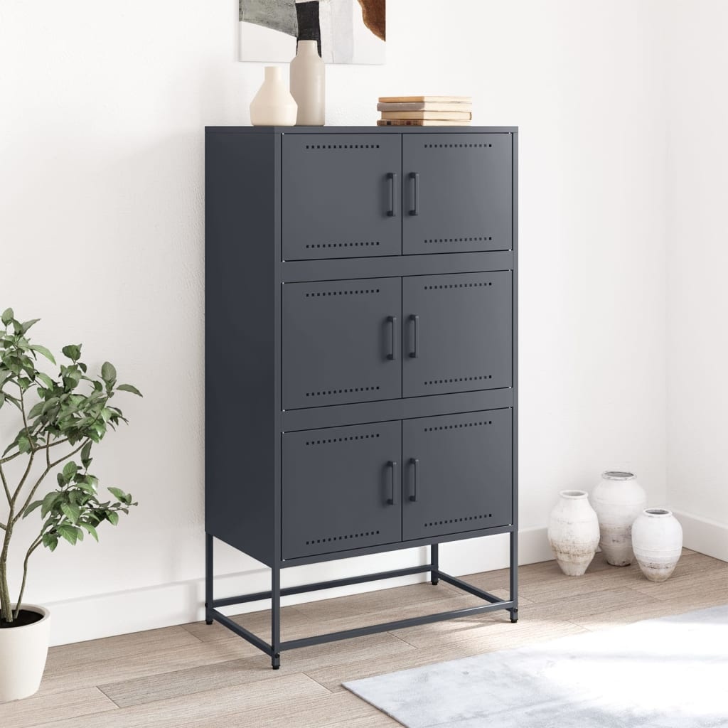VidaXL Dressoir 68,5x38,5x123,5 cm staal antracietkleurig