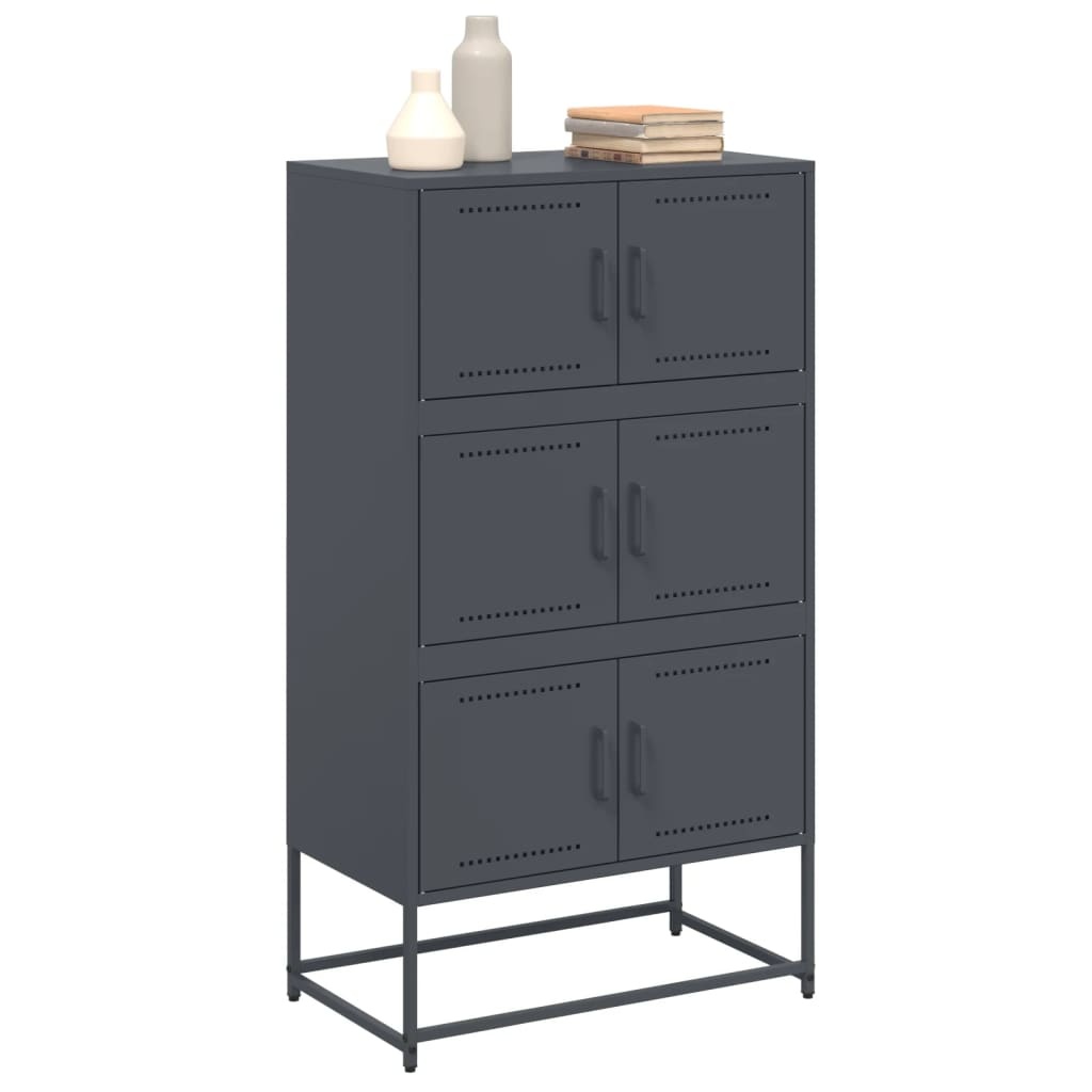 VidaXL Dressoir 68,5x38,5x123,5 cm staal antracietkleurig
