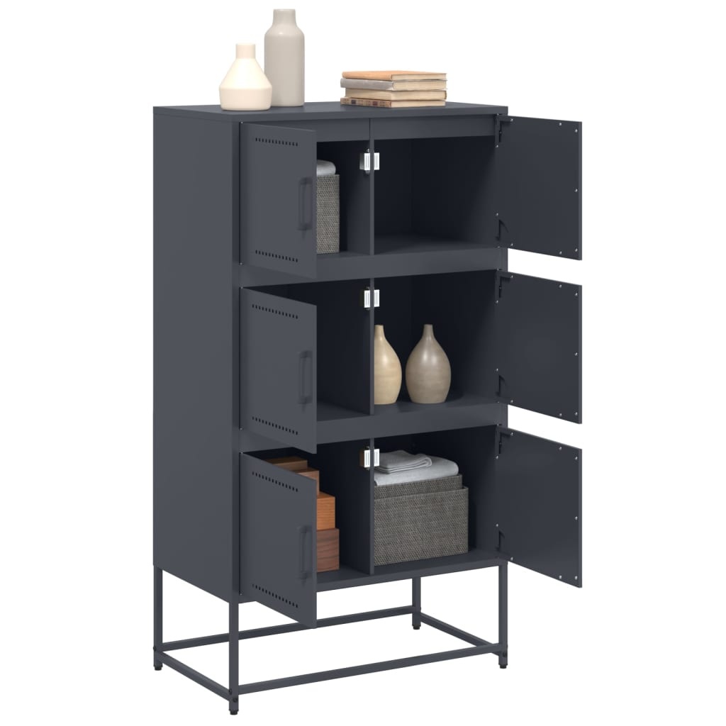 VidaXL Dressoir 68,5x38,5x123,5 cm staal antracietkleurig