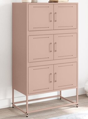 VidaXL Dressoir 68,5x38,5x123,5 cm staal roze