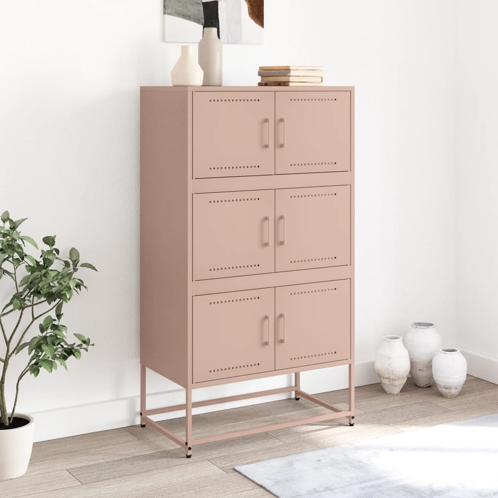 VidaXL Dressoir 68,5x38,5x123,5 cm staal roze