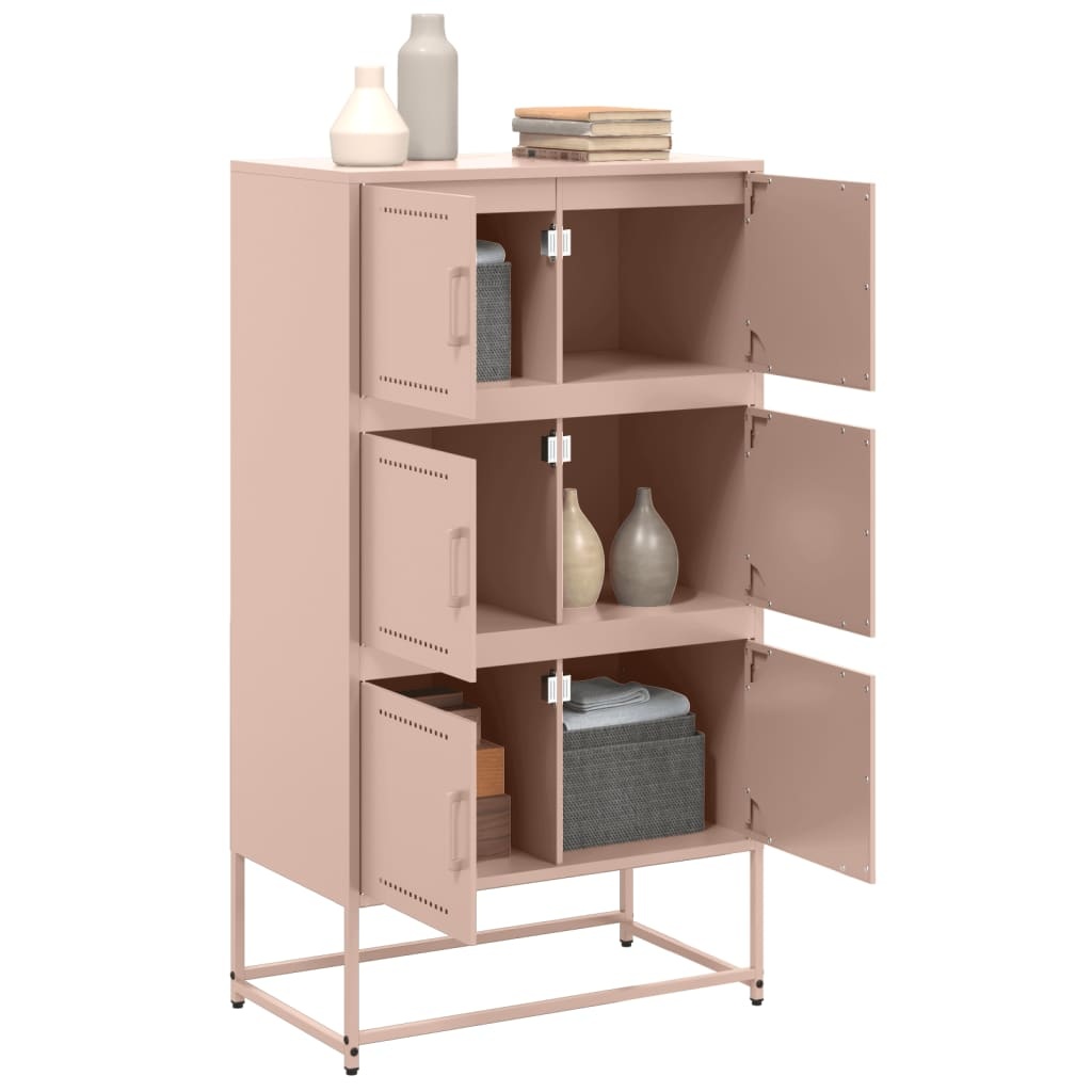 VidaXL Dressoir 68,5x38,5x123,5 cm staal roze