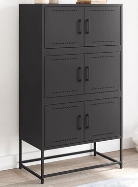 VidaXL Dressoir 68,5x38,5x123,5 cm staal zwart