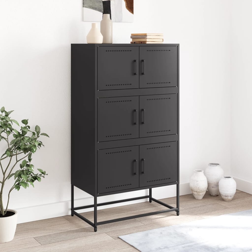 VidaXL Dressoir 68,5x38,5x123,5 cm staal zwart