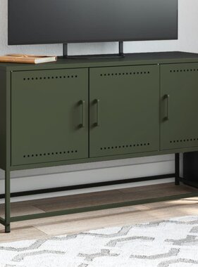 VidaXL Tv-meubel 100,5x39x60,5 cm staal olijfgroen