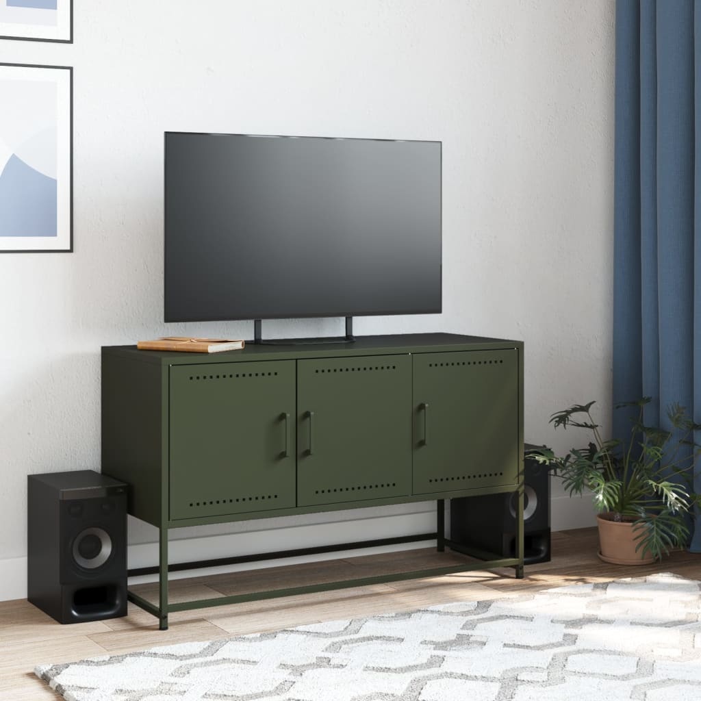 VidaXL Tv-meubel 100,5x39x60,5 cm staal olijfgroen