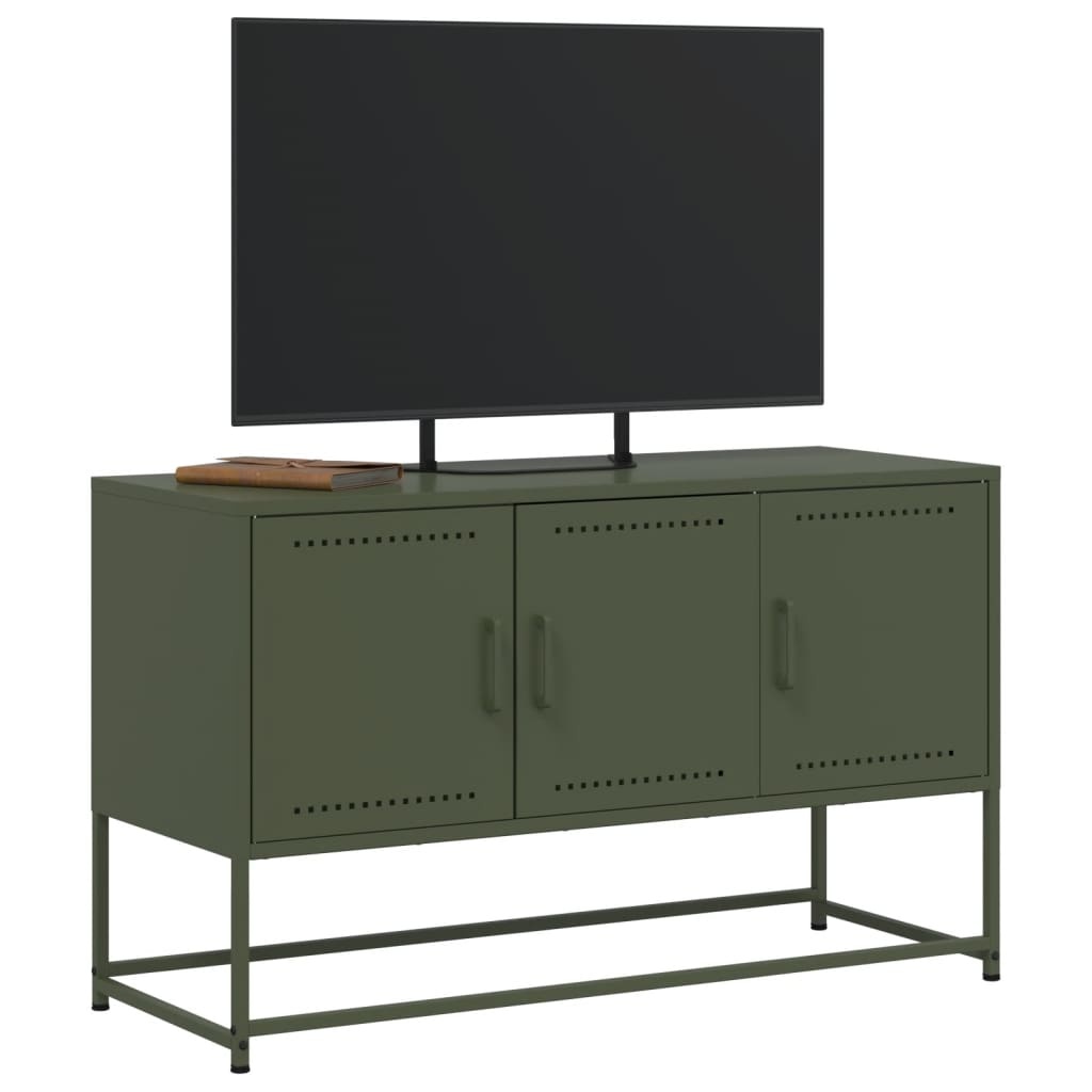VidaXL Tv-meubel 100,5x39x60,5 cm staal olijfgroen