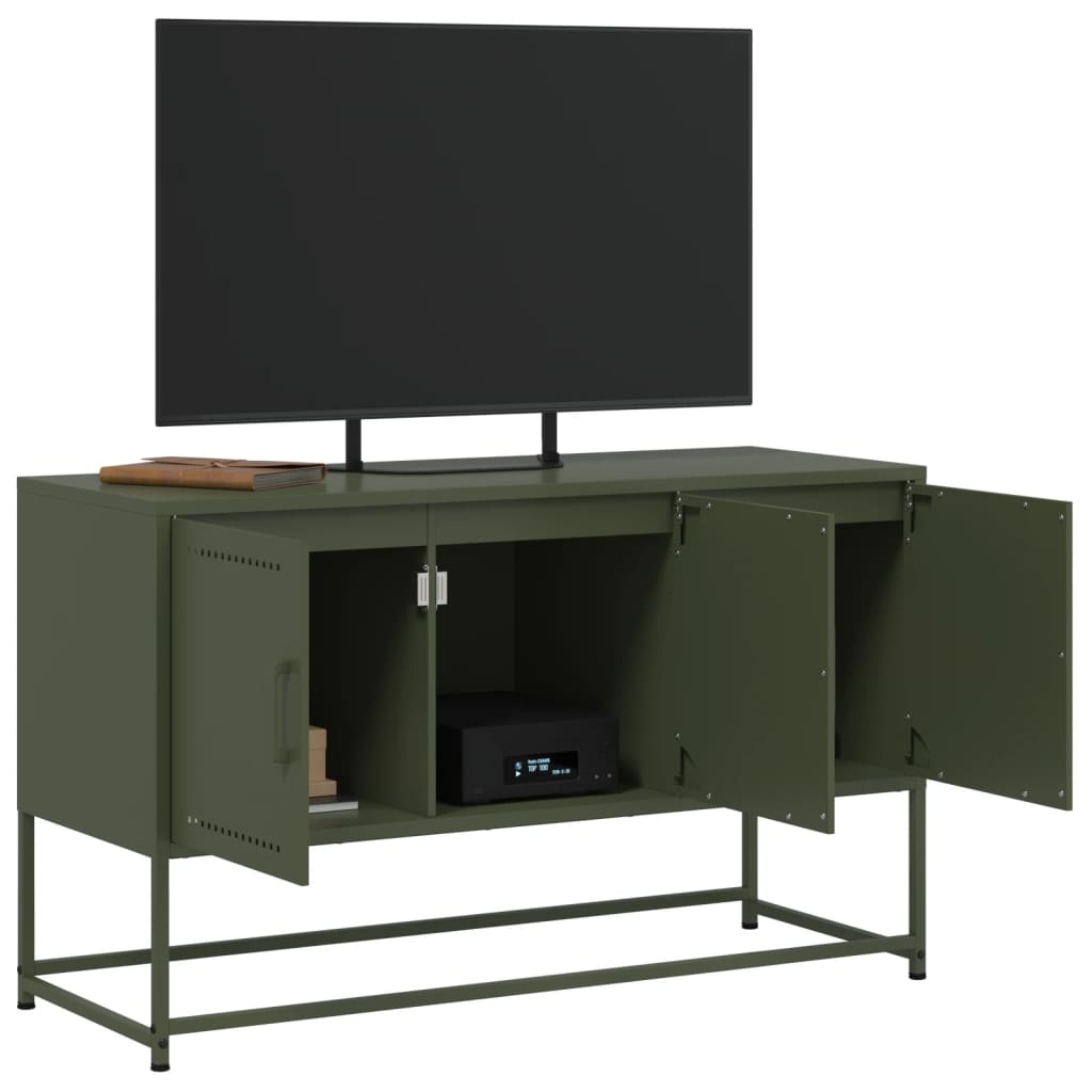 VidaXL Tv-meubel 100,5x39x60,5 cm staal olijfgroen