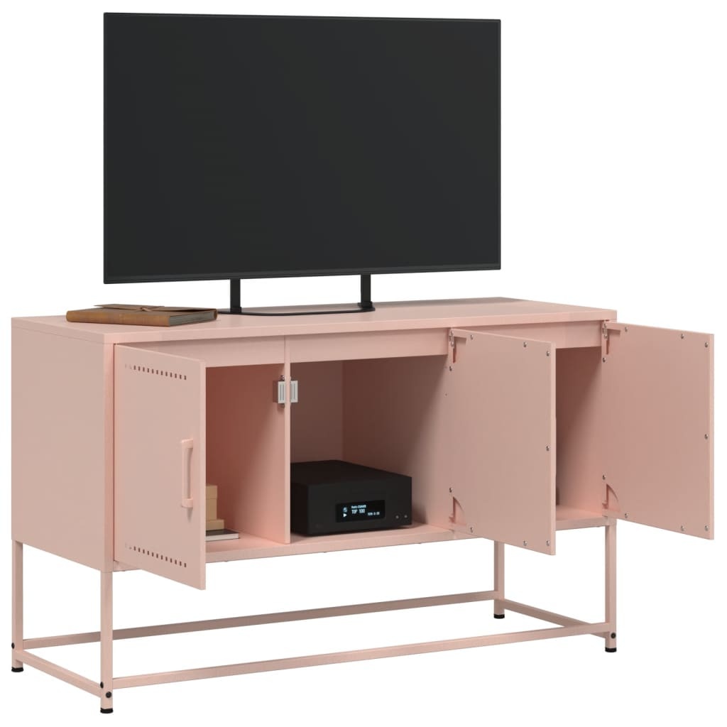 VidaXL Tv-meubel 100,5x39x60,5 cm staal roze