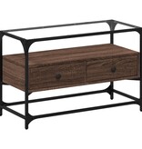 VidaXL Tv-meubel met glazen blad 80x35x51 cm hout bruin eikenkleurig