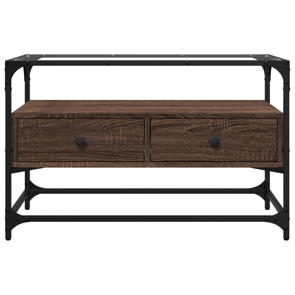 VidaXL Tv-meubel met glazen blad 80x35x51 cm hout bruin eikenkleurig
