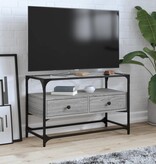 VidaXL Tv-meubel met glazen blad 80x35x51 cm bewerkt hout grijs sonoma