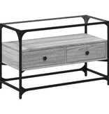 VidaXL Tv-meubel met glazen blad 80x35x51 cm bewerkt hout grijs sonoma