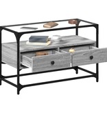 VidaXL Tv-meubel met glazen blad 80x35x51 cm bewerkt hout grijs sonoma