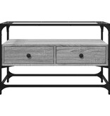 VidaXL Tv-meubel met glazen blad 80x35x51 cm bewerkt hout grijs sonoma