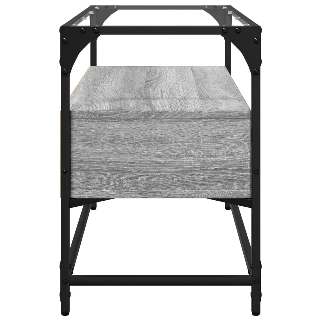 VidaXL Tv-meubel met glazen blad 80x35x51 cm bewerkt hout grijs sonoma