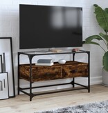 VidaXL Tv-meubel met glazen blad 80x35x51 cm hout gerookt eikenkleurig