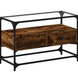 VidaXL Tv-meubel met glazen blad 80x35x51 cm hout gerookt eikenkleurig