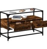 VidaXL Tv-meubel met glazen blad 80x35x51 cm hout gerookt eikenkleurig