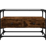 VidaXL Tv-meubel met glazen blad 80x35x51 cm hout gerookt eikenkleurig