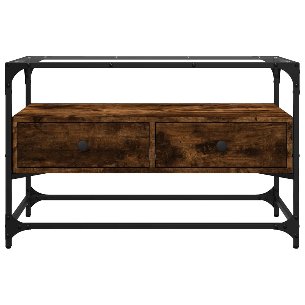 VidaXL Tv-meubel met glazen blad 80x35x51 cm hout gerookt eikenkleurig