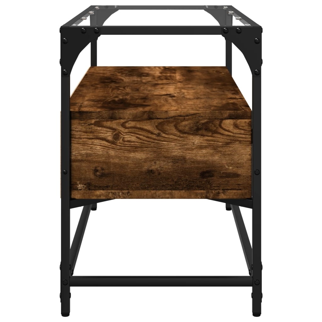 VidaXL Tv-meubel met glazen blad 80x35x51 cm hout gerookt eikenkleurig