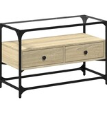 VidaXL Tv-meubel met glazen blad 80x35x51 cm hout sonoma eikenkleurig