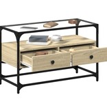 VidaXL Tv-meubel met glazen blad 80x35x51 cm hout sonoma eikenkleurig