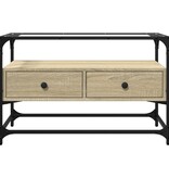 VidaXL Tv-meubel met glazen blad 80x35x51 cm hout sonoma eikenkleurig