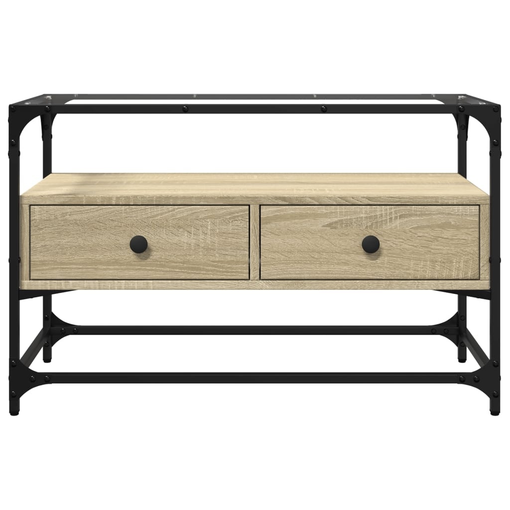 VidaXL Tv-meubel met glazen blad 80x35x51 cm hout sonoma eikenkleurig