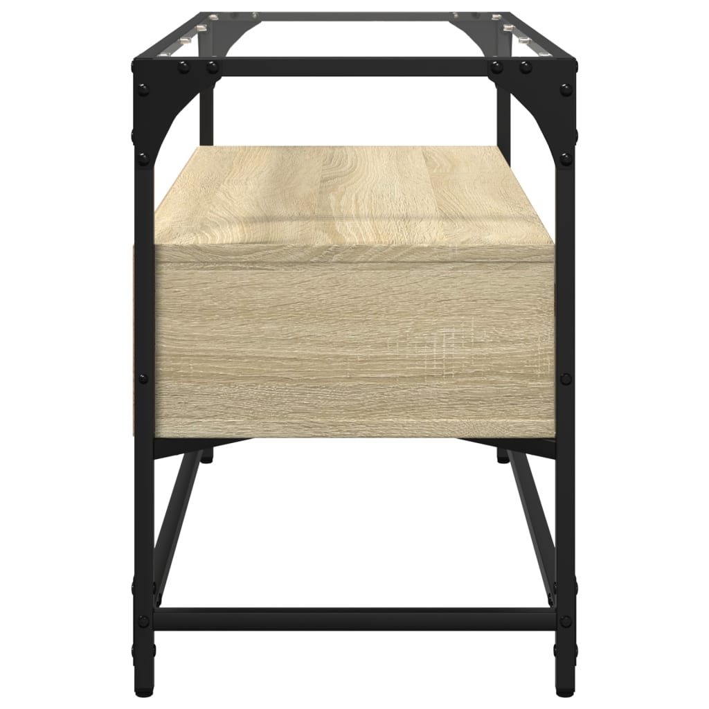 VidaXL Tv-meubel met glazen blad 80x35x51 cm hout sonoma eikenkleurig