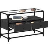 VidaXL Tv-meubel met glazen blad 80x35x51 cm bewerkt hout zwart