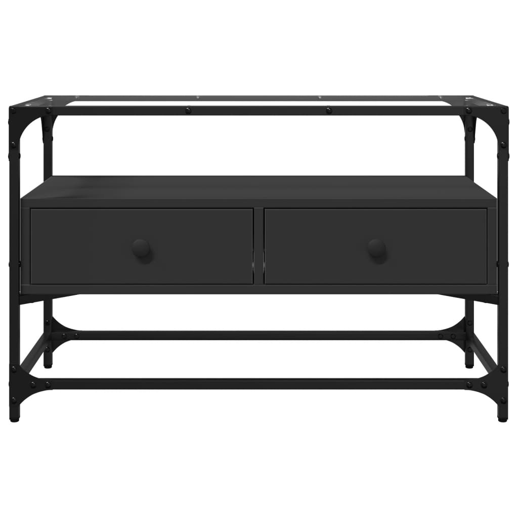 VidaXL Tv-meubel met glazen blad 80x35x51 cm bewerkt hout zwart