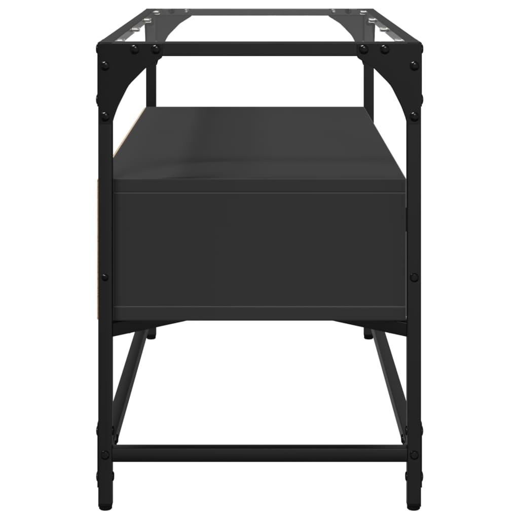 VidaXL Tv-meubel met glazen blad 80x35x51 cm bewerkt hout zwart