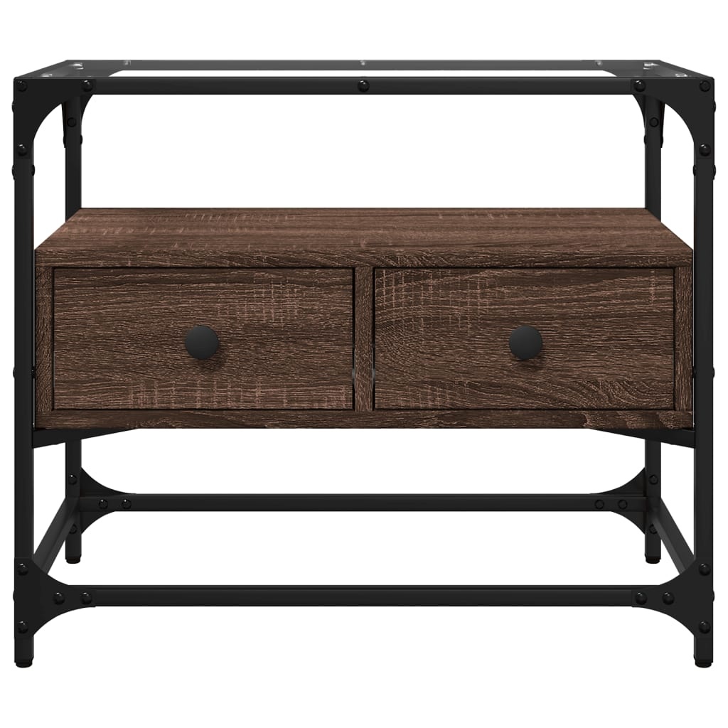 VidaXL Tv-meubel met glazen blad 60x35x51 cm hout bruin eikenkleurig