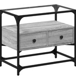 VidaXL Tv-meubel met glazen blad 60x35x51 cm bewerkt hout grijs sonoma