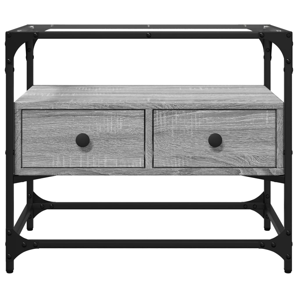 VidaXL Tv-meubel met glazen blad 60x35x51 cm bewerkt hout grijs sonoma